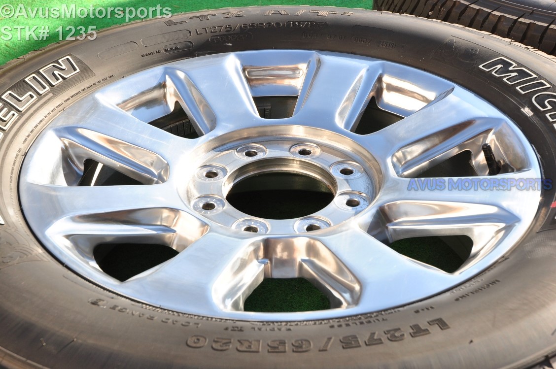 20" Ford F350 Super Duty Platinum OEM Factory Polished Wheels F250 2017 2017 Ford F 250 Tire Size Lt275 65r20 Platinum